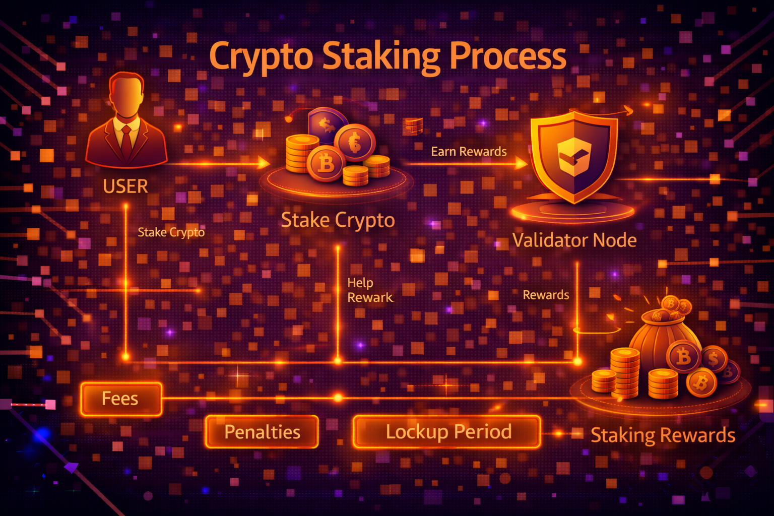 Cryptocurrency staking guide showing proof-of-stake networks and reward mechanisms